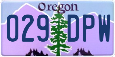 OR license plate 029DPW