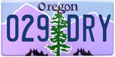 OR license plate 029DRY