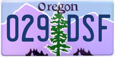 OR license plate 029DSF