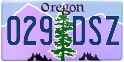 OR license plate 029DSZ