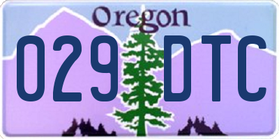 OR license plate 029DTC