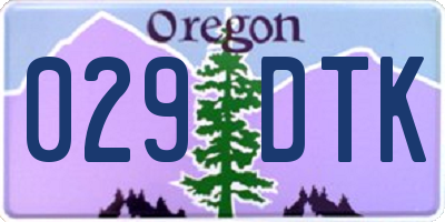 OR license plate 029DTK