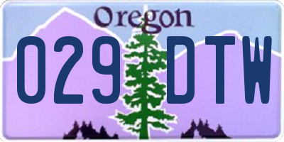 OR license plate 029DTW