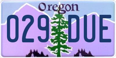 OR license plate 029DUE