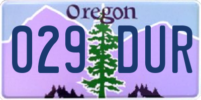 OR license plate 029DUR