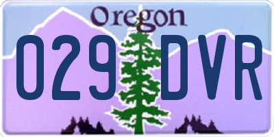 OR license plate 029DVR