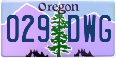 OR license plate 029DWG