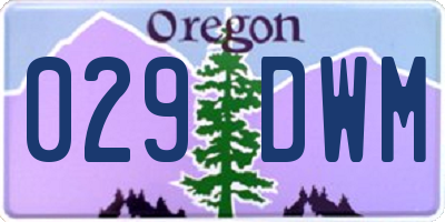 OR license plate 029DWM