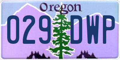 OR license plate 029DWP