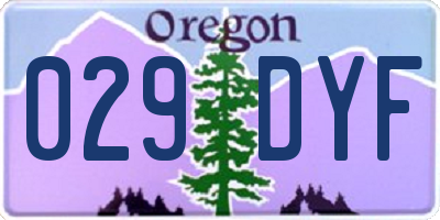 OR license plate 029DYF