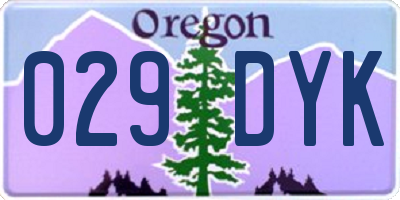 OR license plate 029DYK