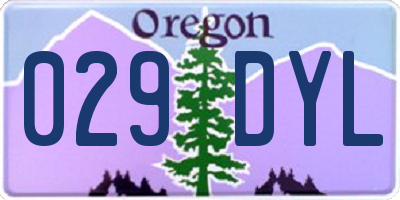 OR license plate 029DYL