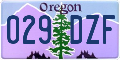 OR license plate 029DZF
