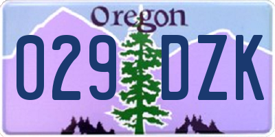 OR license plate 029DZK