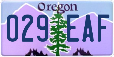 OR license plate 029EAF