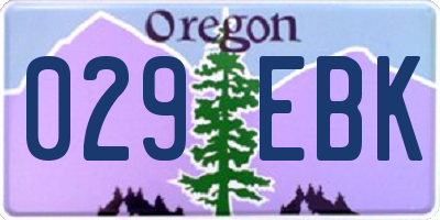 OR license plate 029EBK