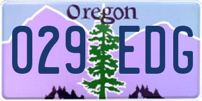 OR license plate 029EDG