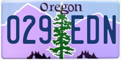OR license plate 029EDN