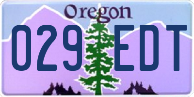 OR license plate 029EDT