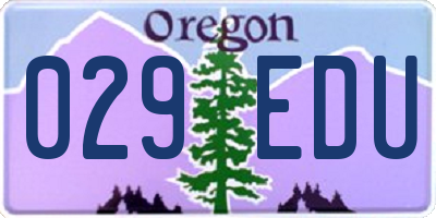 OR license plate 029EDU