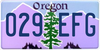 OR license plate 029EFG