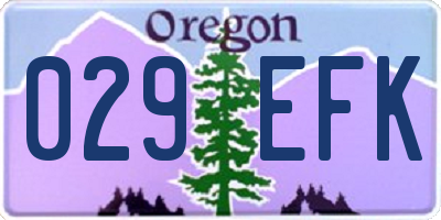OR license plate 029EFK