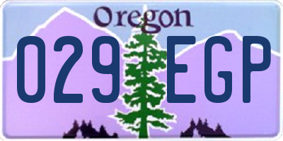 OR license plate 029EGP