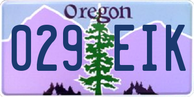 OR license plate 029EIK
