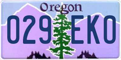 OR license plate 029EKO