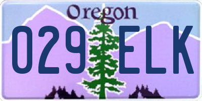 OR license plate 029ELK