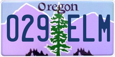 OR license plate 029ELM