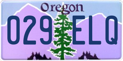 OR license plate 029ELQ
