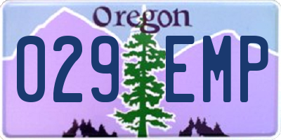 OR license plate 029EMP