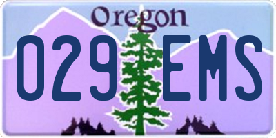 OR license plate 029EMS