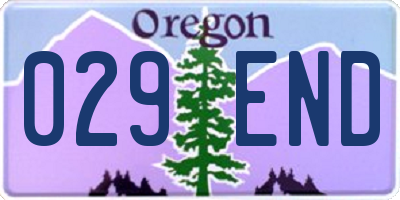 OR license plate 029END
