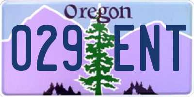 OR license plate 029ENT