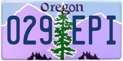 OR license plate 029EPI