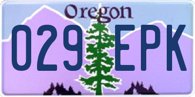OR license plate 029EPK