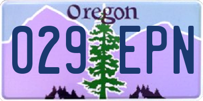 OR license plate 029EPN