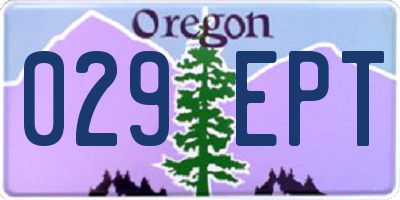 OR license plate 029EPT