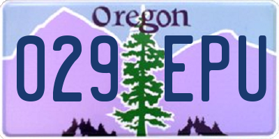 OR license plate 029EPU