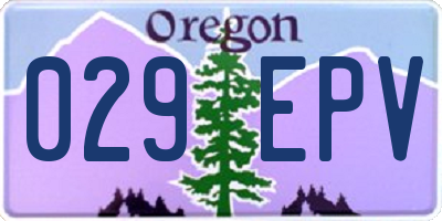 OR license plate 029EPV