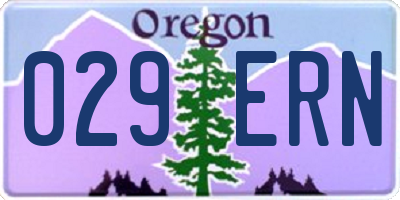 OR license plate 029ERN
