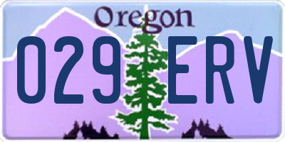 OR license plate 029ERV