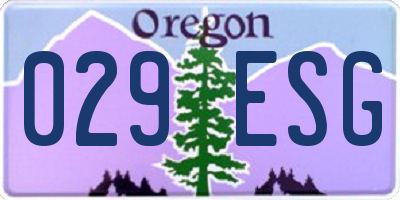 OR license plate 029ESG