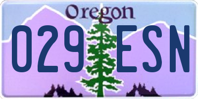 OR license plate 029ESN