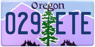 OR license plate 029ETE