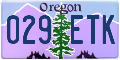 OR license plate 029ETK