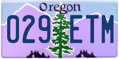 OR license plate 029ETM