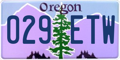 OR license plate 029ETW